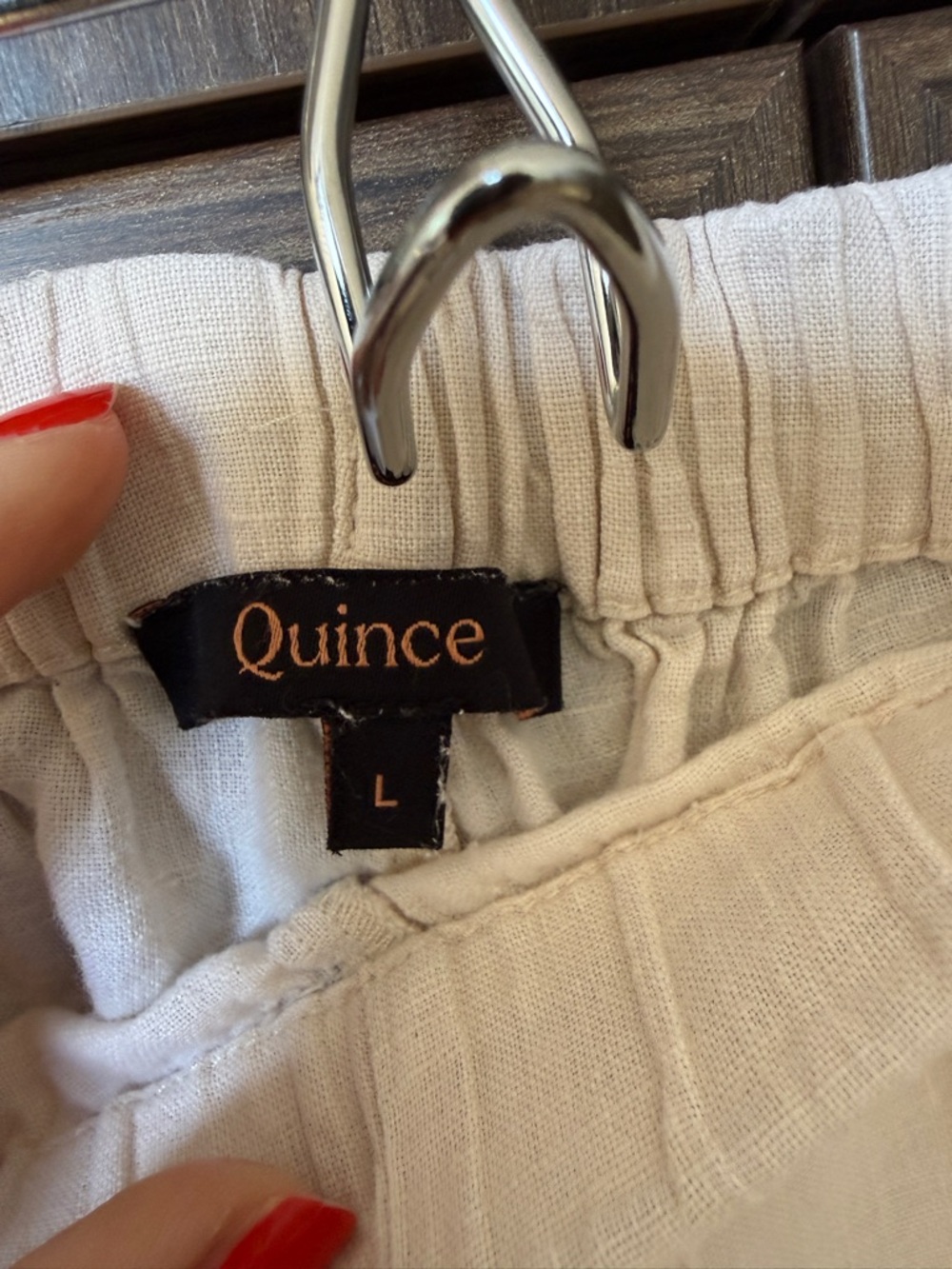 Quince Linen Pajama Set - Relaxed Short Sleeve Top & Wide Leg Pants - Picture 14 of 15